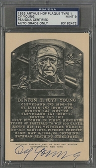 1953 Artvue HOF Plaque Type 1 Denton (Cy) Young Postcard - PSA/DNA MINT 9